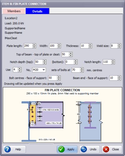 Connection member dialog