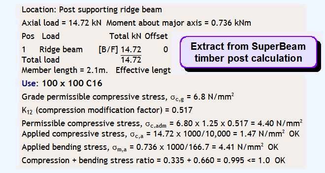 Extract from SuperBeam steel beam calculation